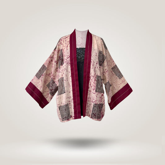 Cream Maroon Yukata Cape by NES